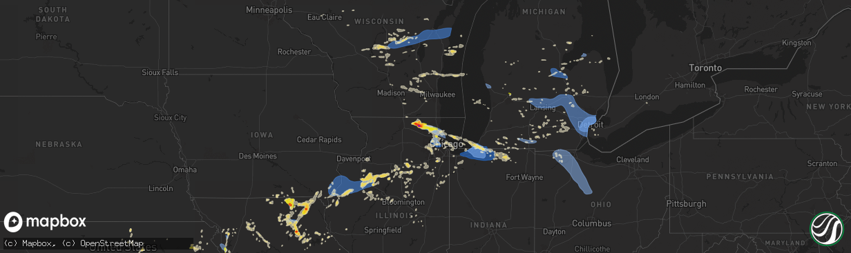 Hail map on August 27, 2024