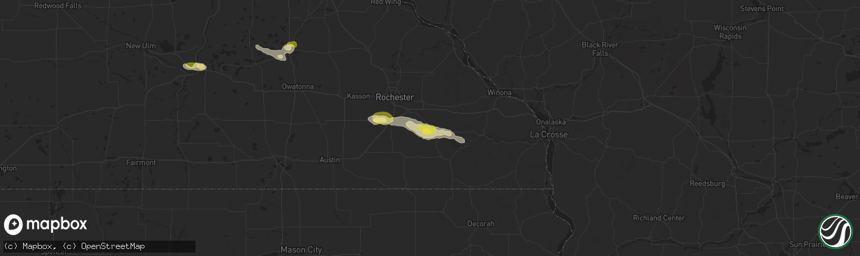 Hail map in Chatfield, MN on August 27, 2025