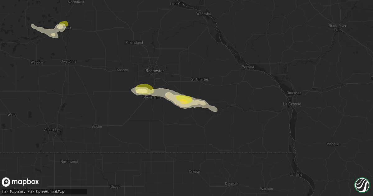 Hail map in Chatfield, MN on August 27, 2025
