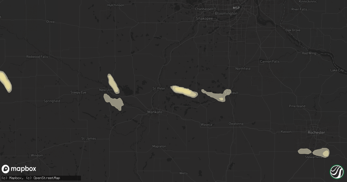 Hail map in Cleveland, MN on August 27, 2025