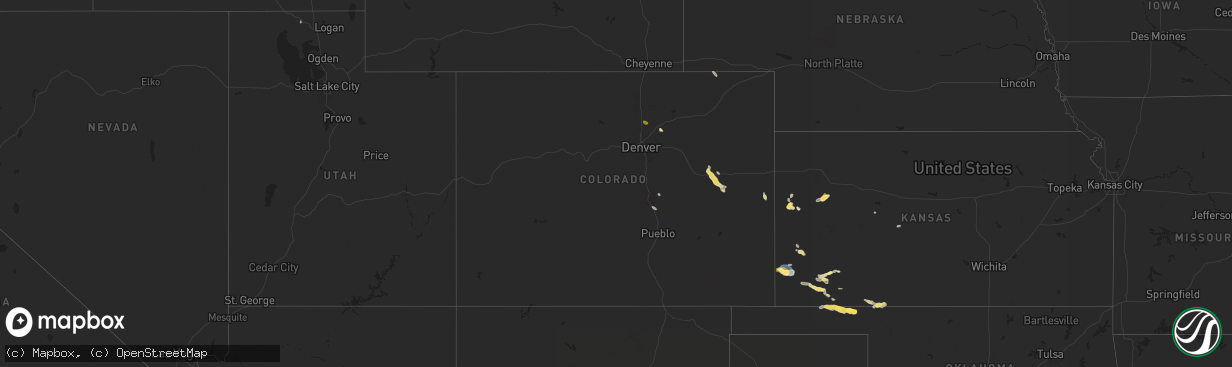 Hail map in Colorado on August 27, 2025