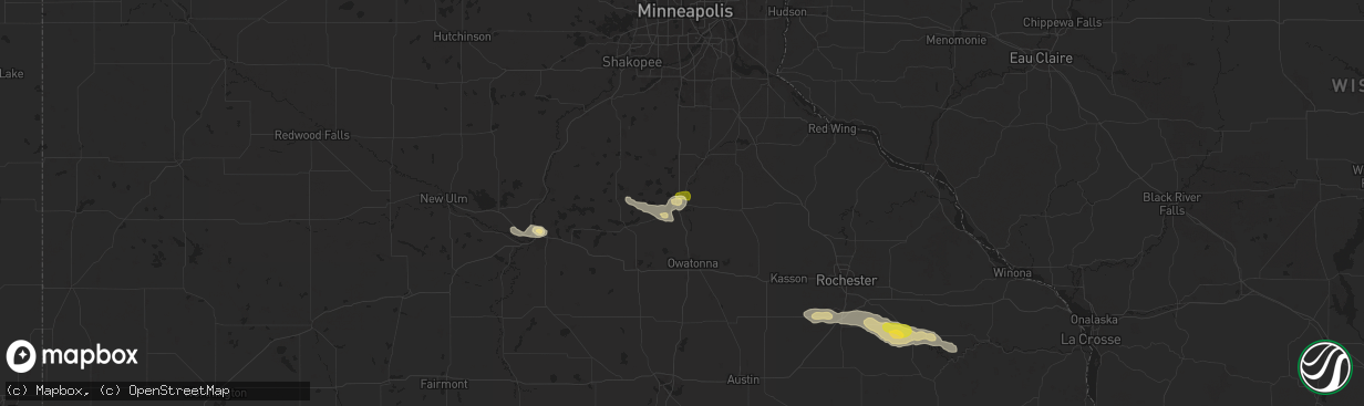 Hail map in Faribault, MN on August 27, 2025