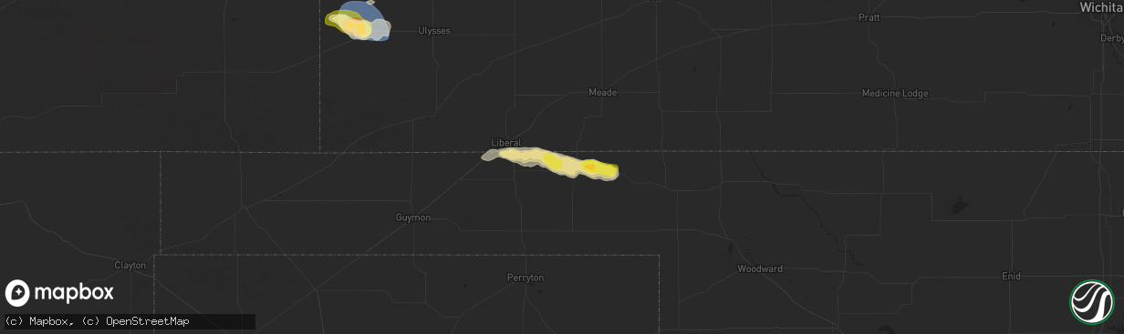 Hail map in Forgan, OK on August 27, 2025