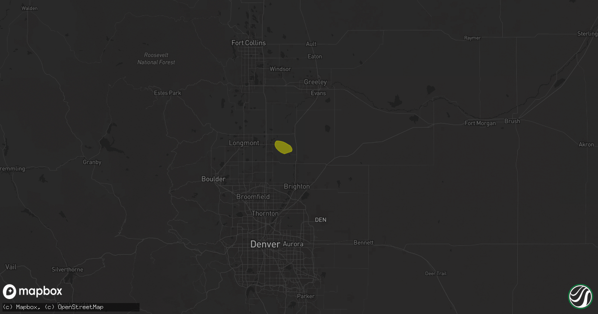 Hail map in Fort Lupton, CO on August 27, 2025