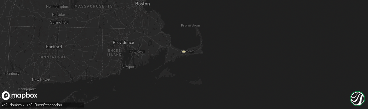 Hail map in Hyannis, MA on August 27, 2025