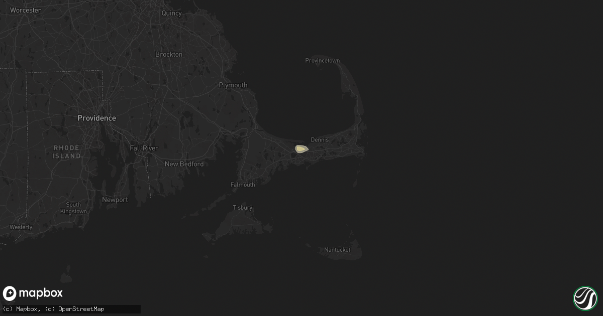 Hail map in Hyannis, MA on August 27, 2025