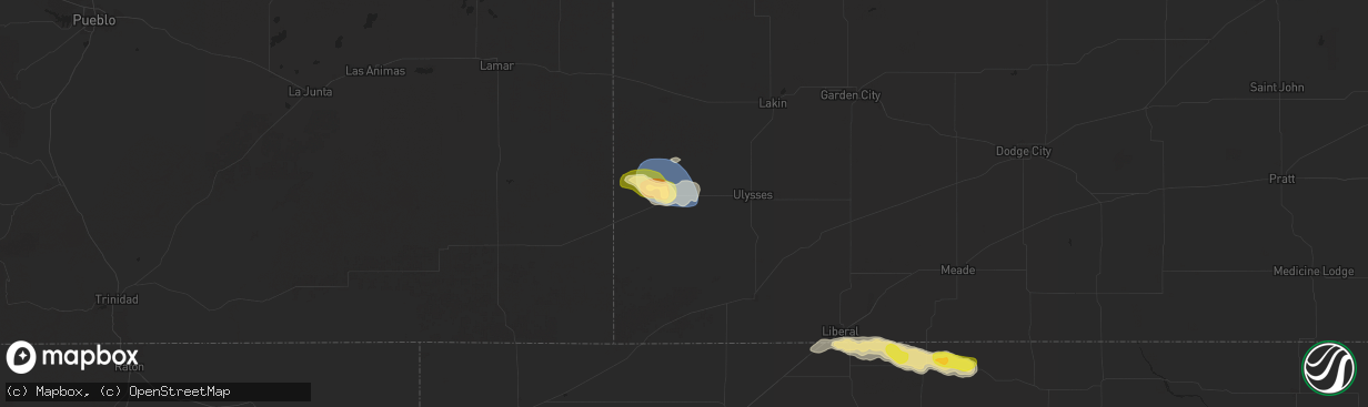 Hail map in Johnson, KS on August 27, 2025