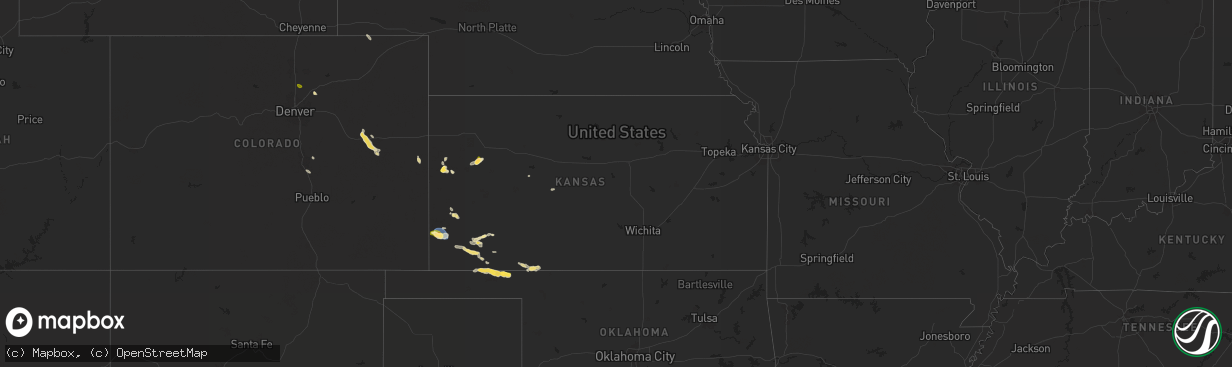 Hail map in Kansas on August 27, 2025