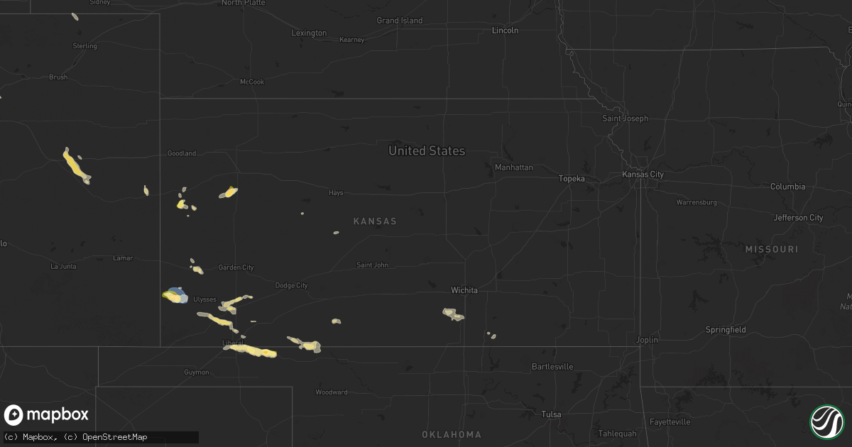 Hail map in Kansas on August 27, 2025
