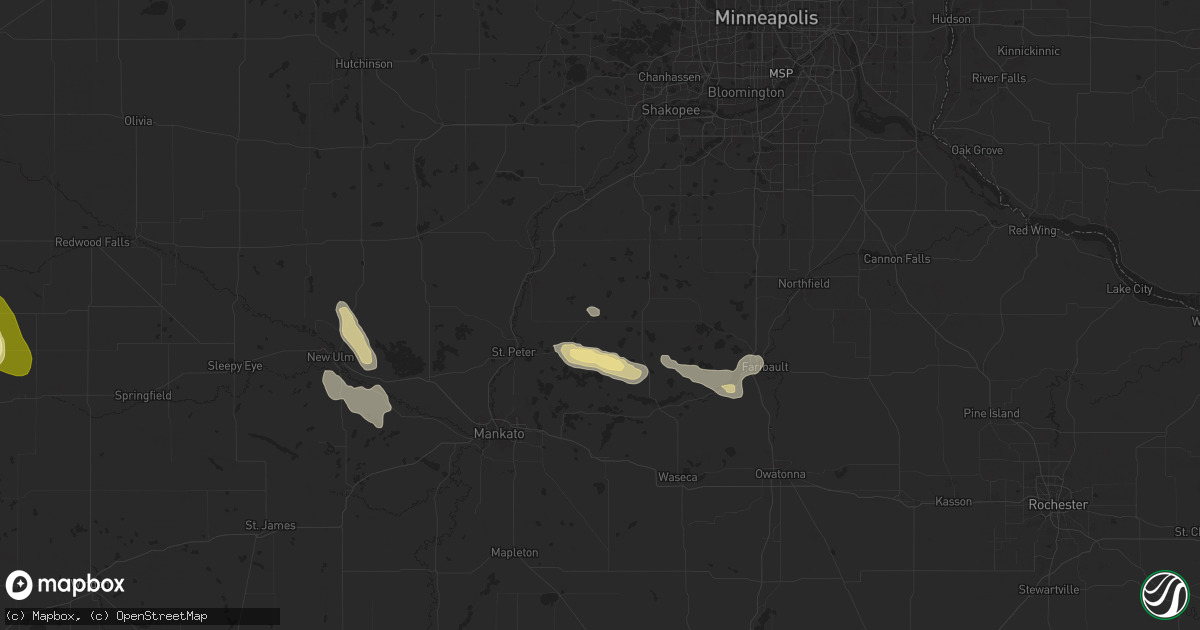 Hail map in Le Center, MN on August 27, 2025