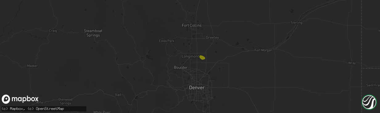 Hail map in Longmont, CO on August 27, 2025