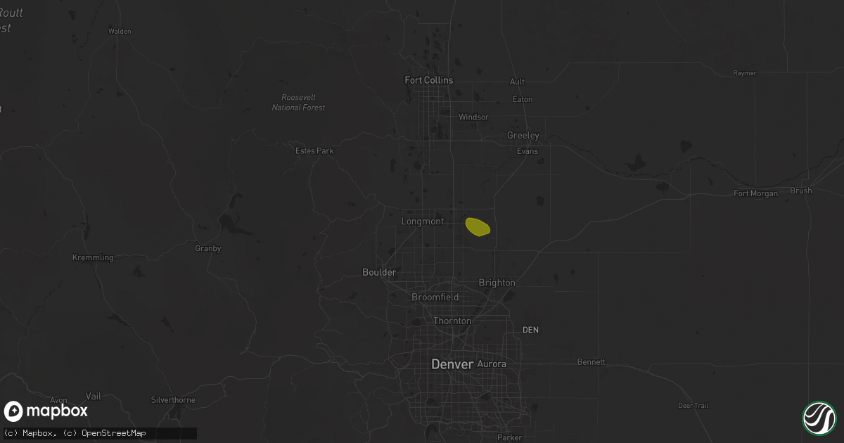 Hail map in Longmont, CO on August 27, 2025