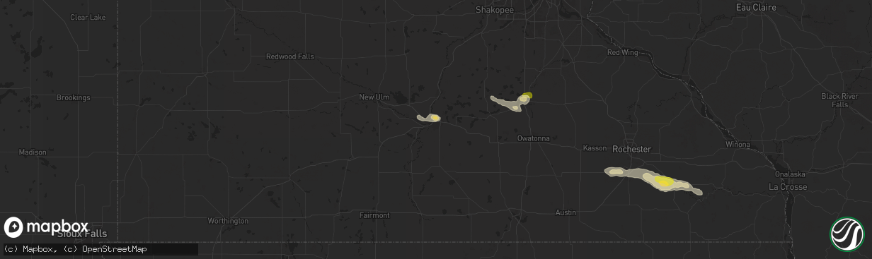 Hail map in Mankato, MN on August 27, 2025