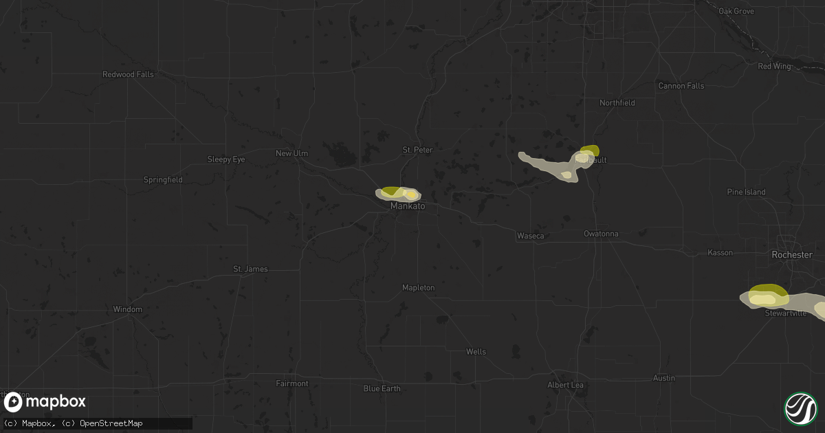Hail map in Mankato, MN on August 27, 2025
