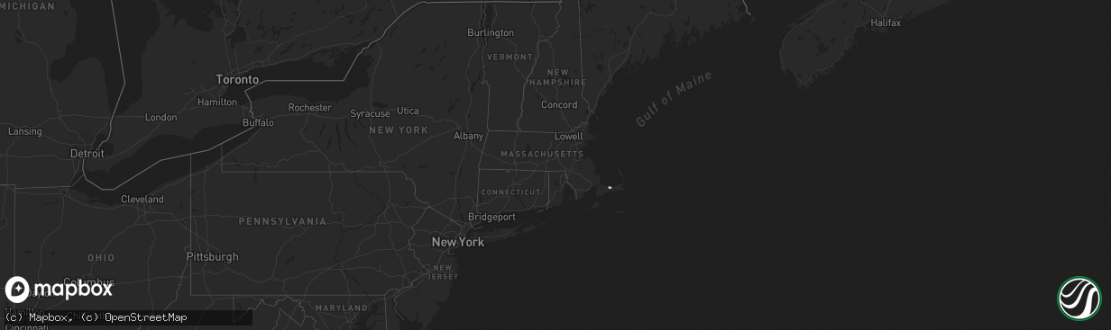 Hail map in Massachusetts on August 27, 2025