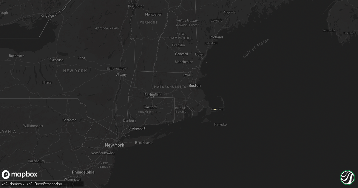 Hail map in Massachusetts on August 27, 2025