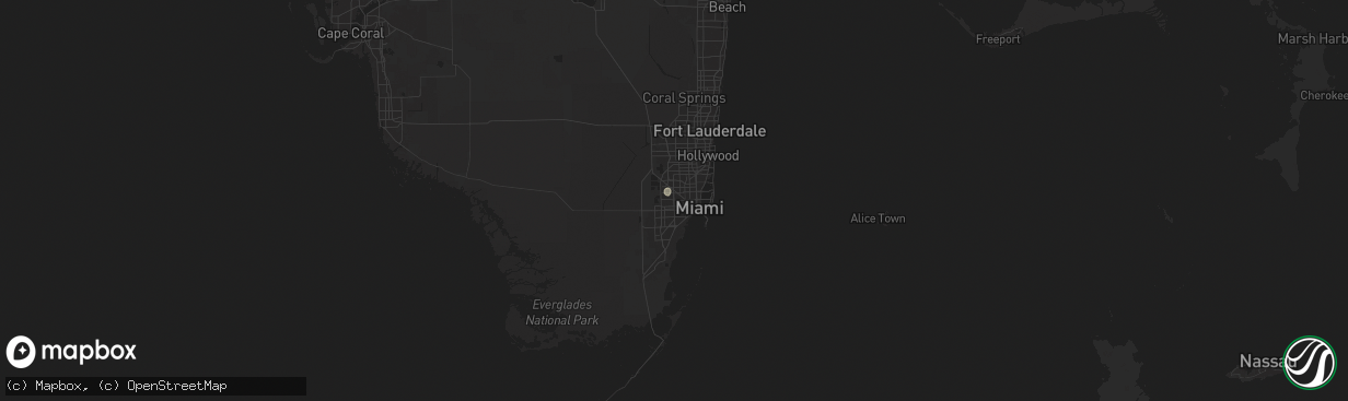Hail map in Miami, FL on August 27, 2025