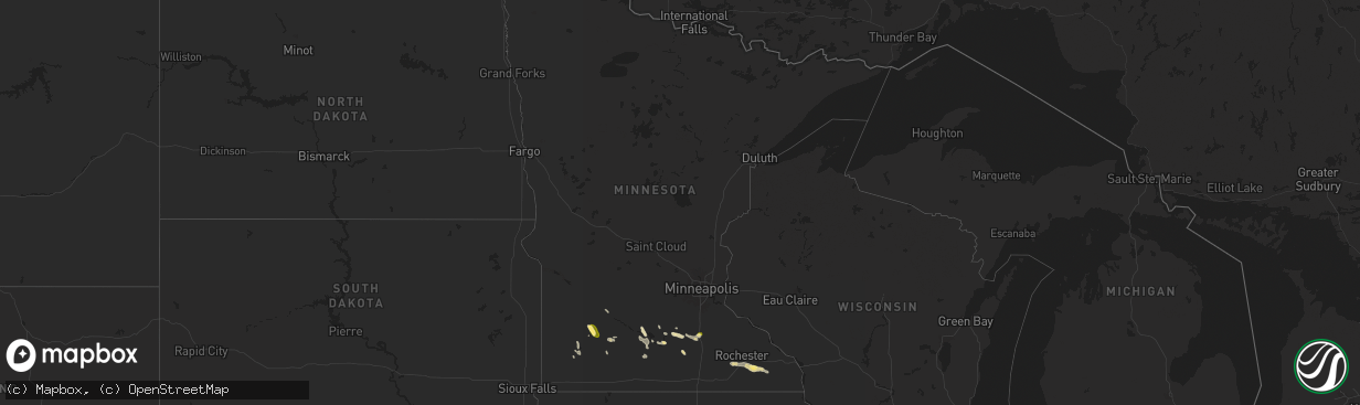Hail map in Minnesota on August 27, 2025