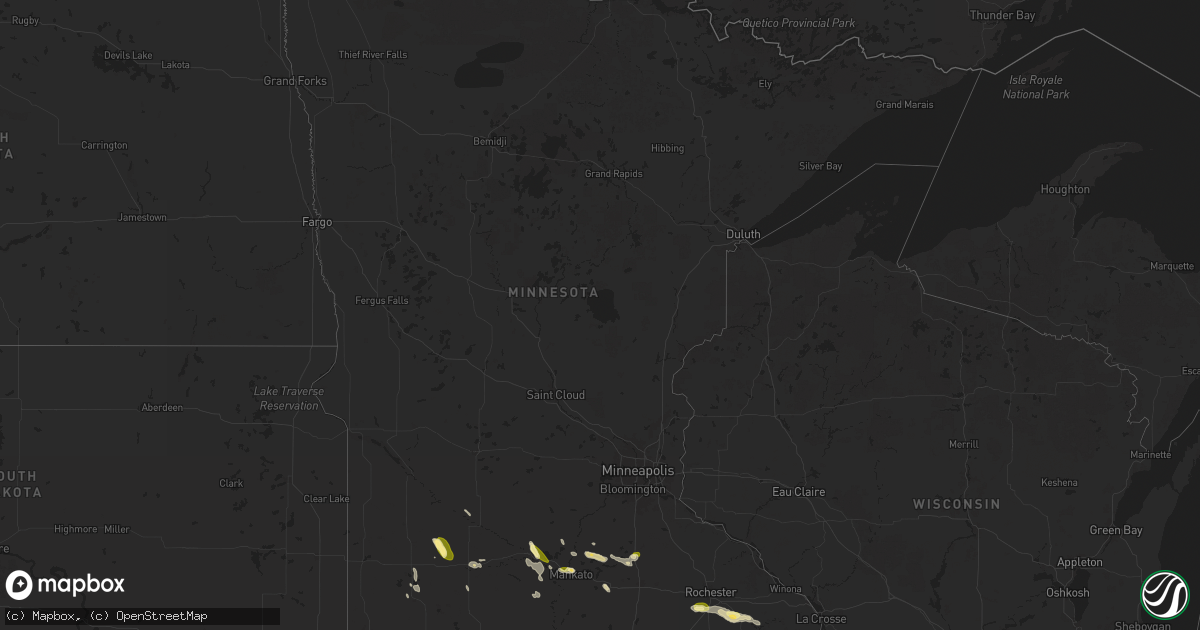 Hail map in Minnesota on August 27, 2025