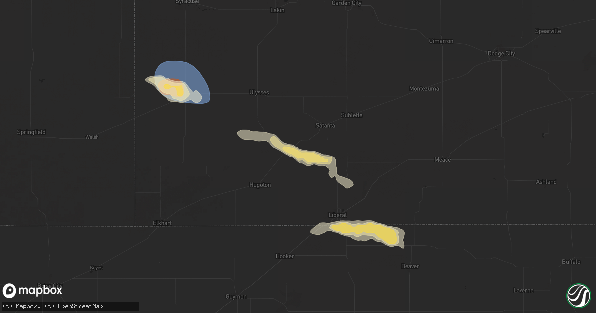 Hail map in Moscow, KS on August 27, 2025
