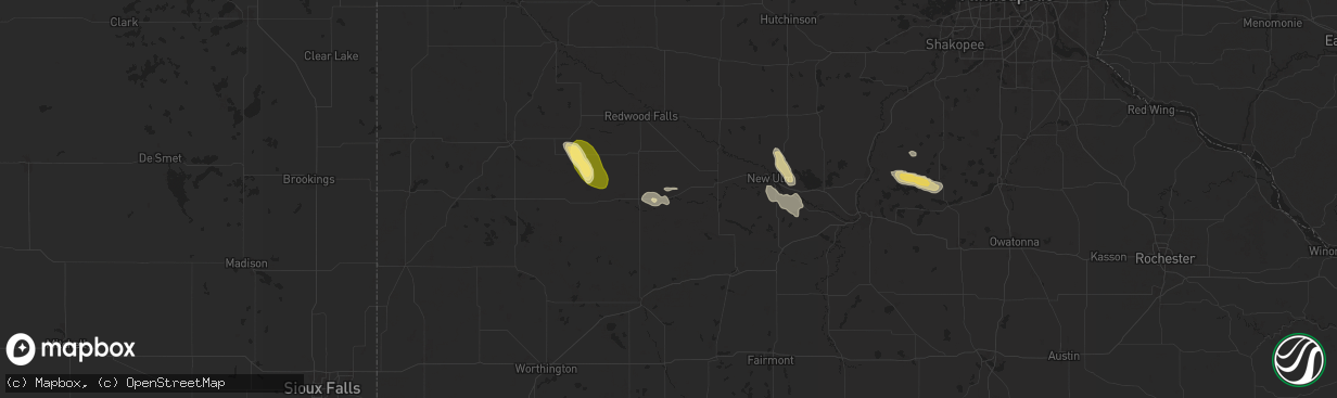 Hail map in Springfield, MN on August 27, 2025