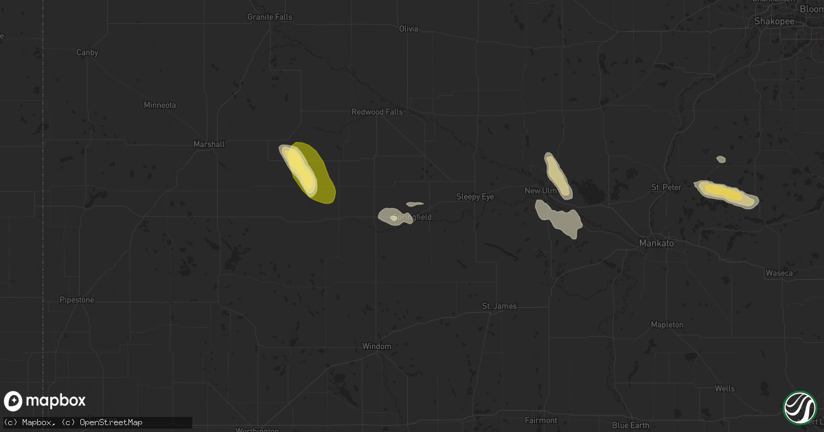 Hail map in Springfield, MN on August 27, 2025