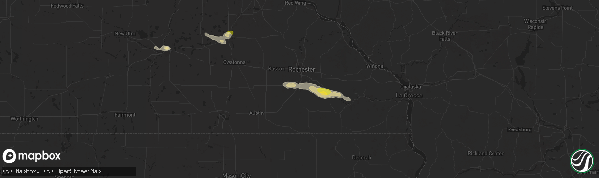 Hail map in Stewartville, MN on August 27, 2025