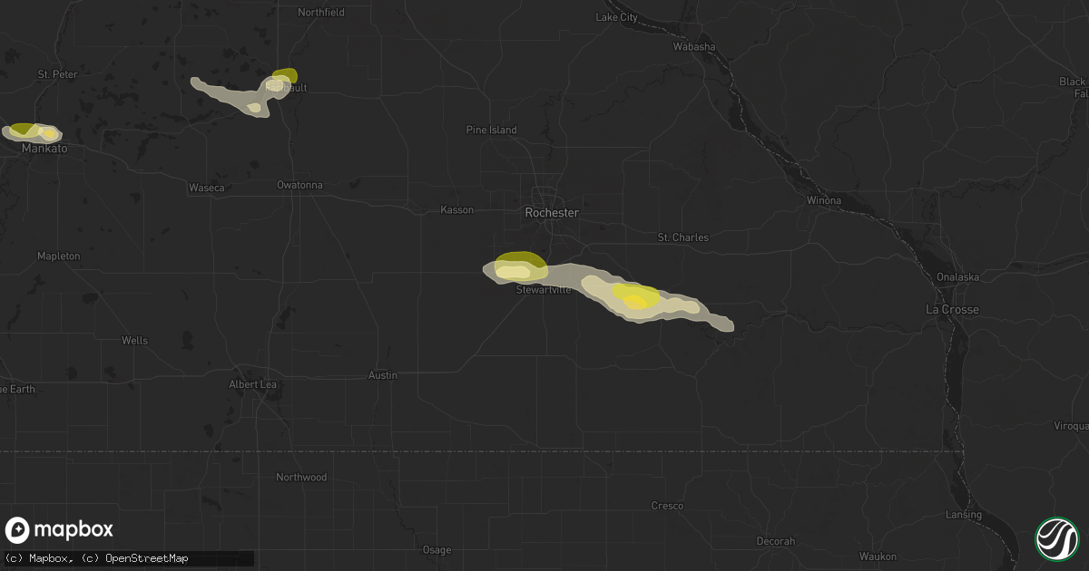 Hail map in Stewartville, MN on August 27, 2025