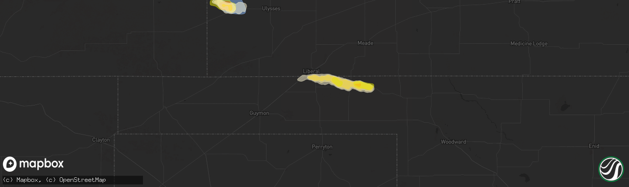 Hail map in Turpin, OK on August 27, 2025