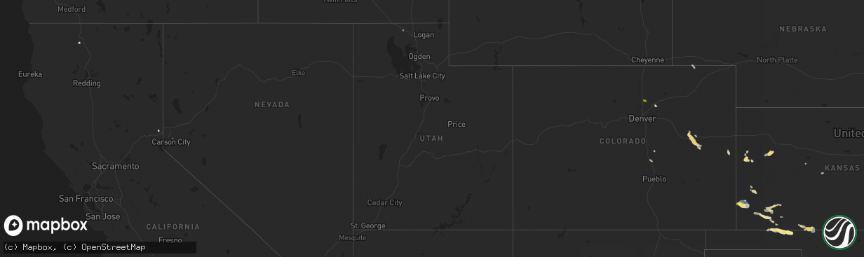 Hail map in Utah on August 27, 2025