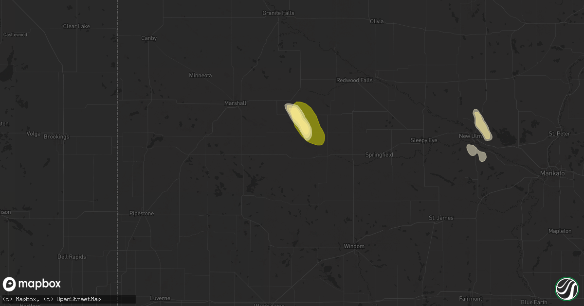 Hail map in Walnut Grove, MN on August 27, 2025