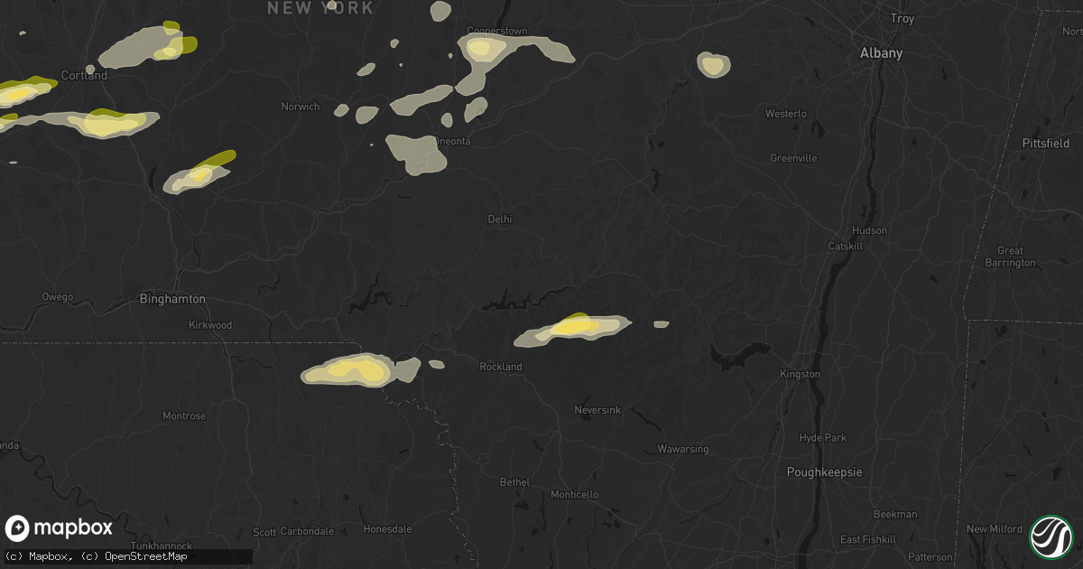 Hail map in Andes, NY on August 27, 2026
