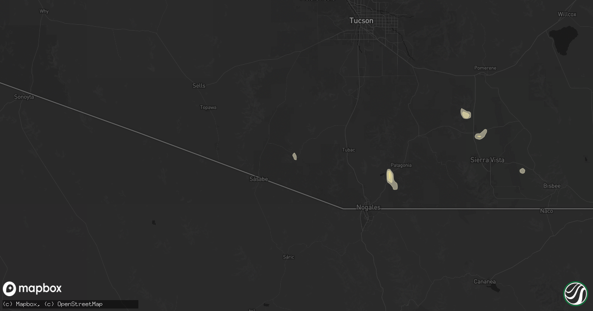 Hail map in Arivaca, AZ on August 27, 2026