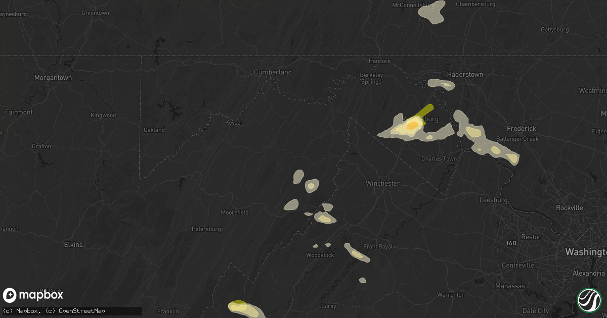 Hail map in Augusta, WV on August 27, 2026