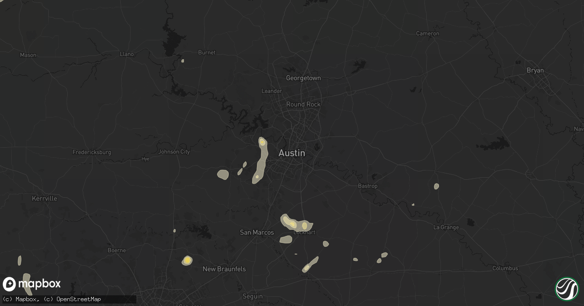 Hail map in Austin, TX on August 27, 2026