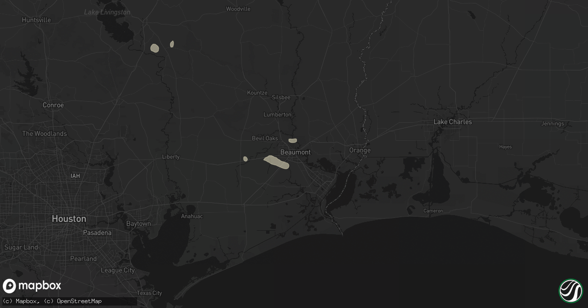 Hail map in Beaumont, TX on August 27, 2026