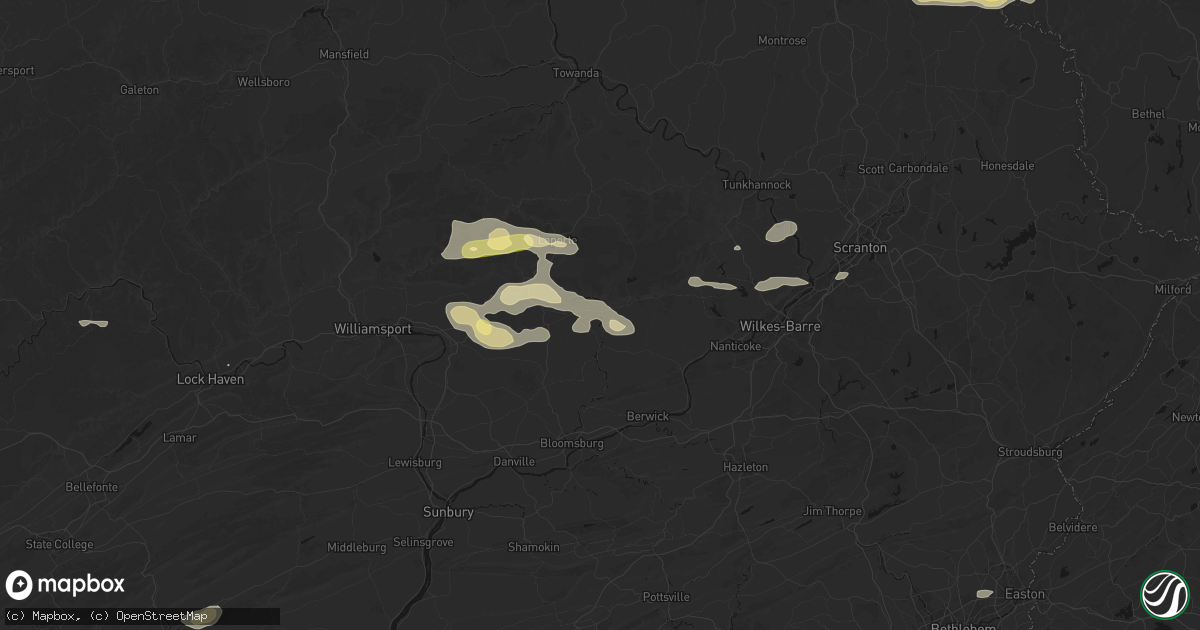 Hail map in Benton, PA on August 27, 2026