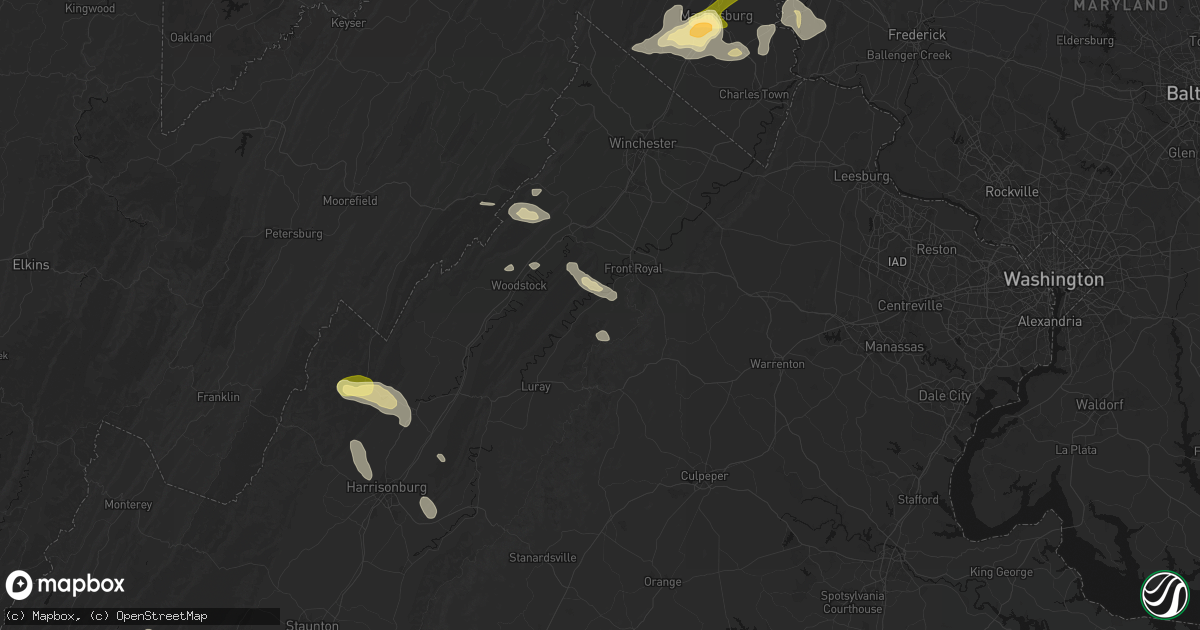 Hail map in Bentonville, VA on August 27, 2026