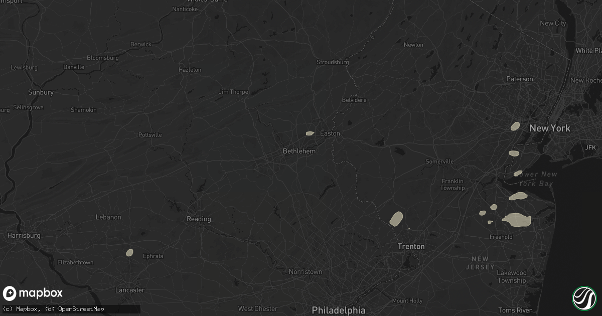 Hail map in Bethlehem, PA on August 27, 2026
