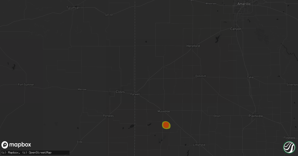 Hail map in Bovina, TX on August 27, 2026