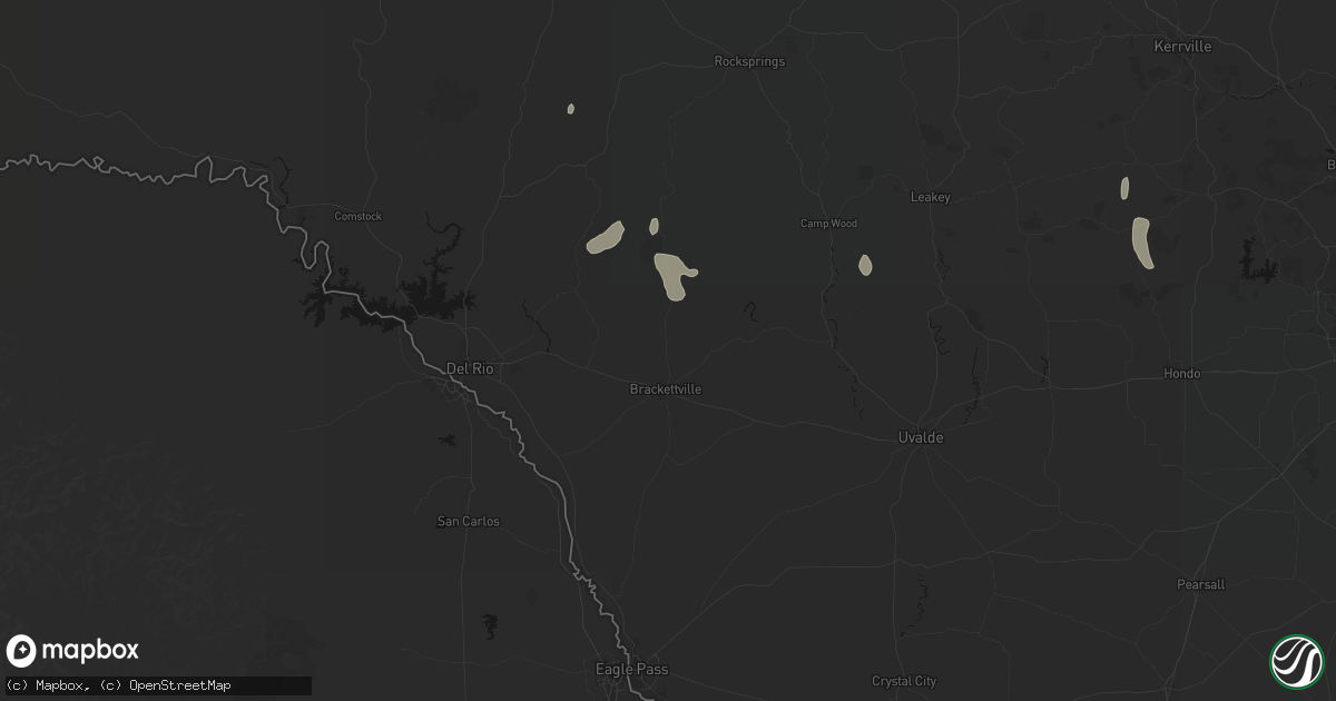 Hail map in Brackettville, TX on August 27, 2026