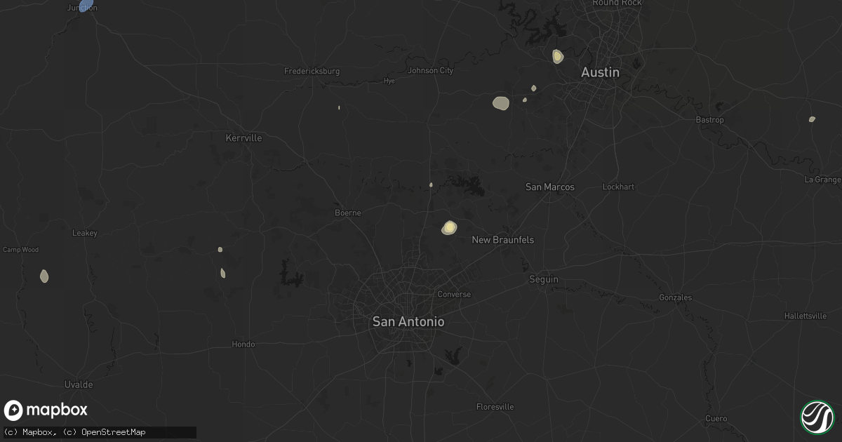 Hail map in Bulverde, TX on August 27, 2026