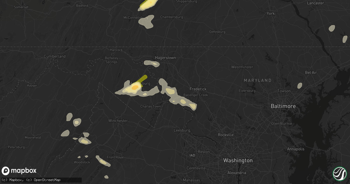 Hail map in Burkittsville, MD on August 27, 2026