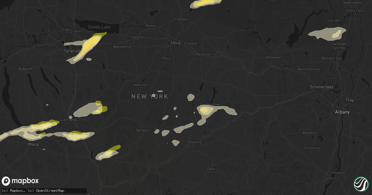 Hail map in Burlington Flats, NY on August 27, 2026