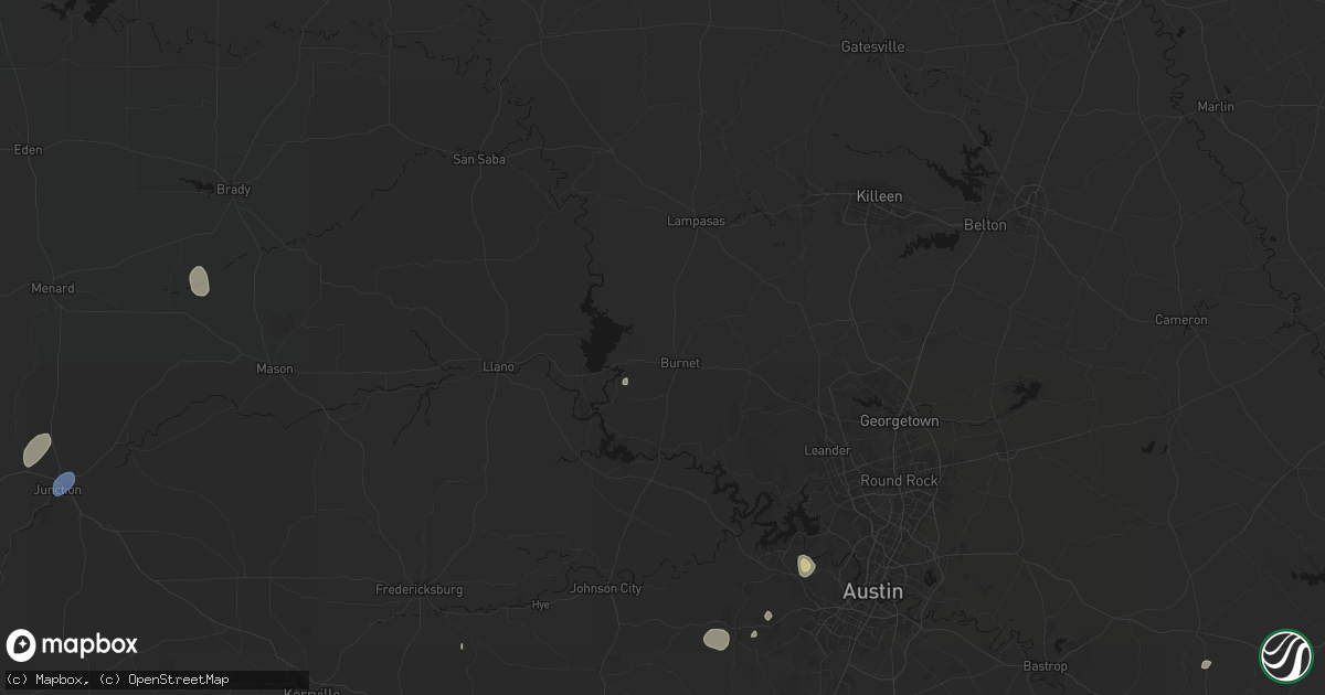 Hail map in Burnet, TX on August 27, 2026