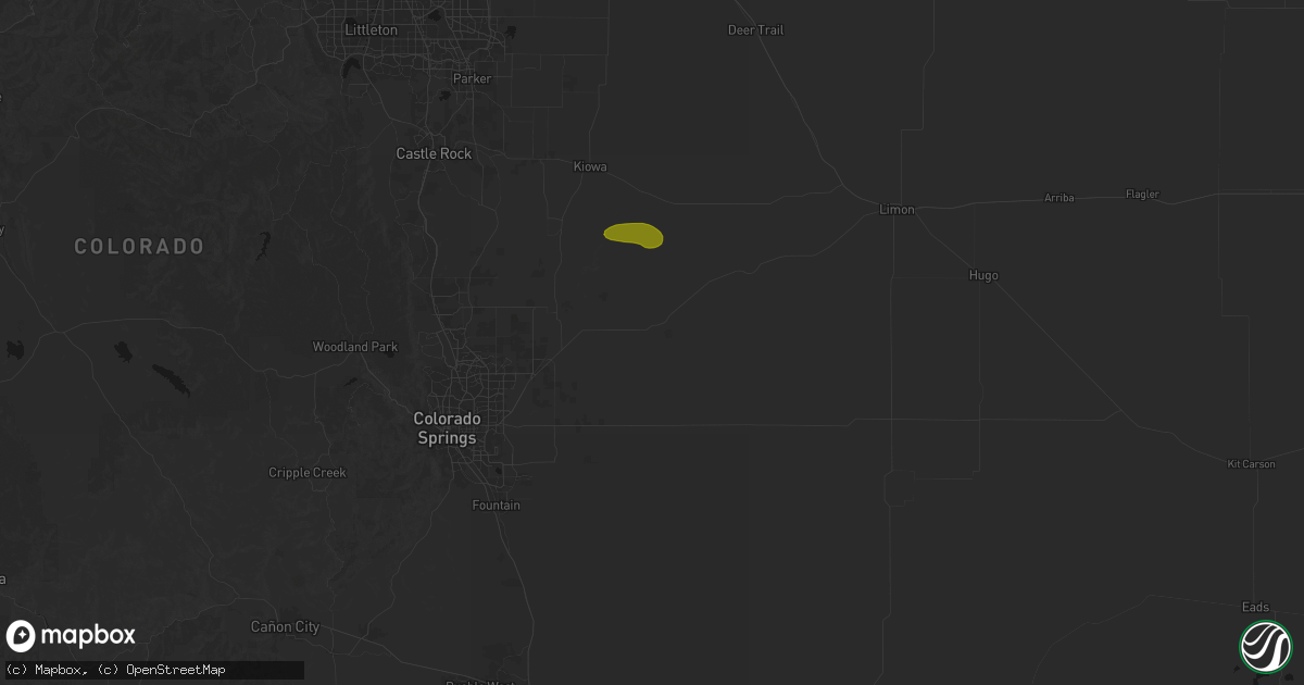 Hail map in Calhan, CO on August 27, 2026