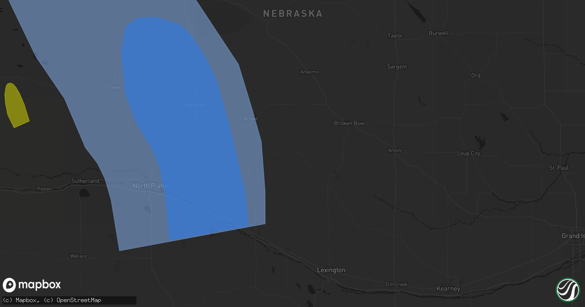 Hail map in Callaway, NE on August 27, 2026