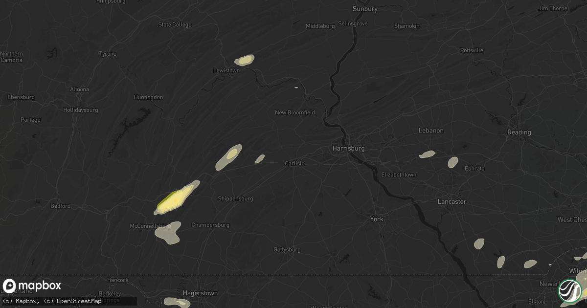 Hail map in Carlisle, PA on August 27, 2026