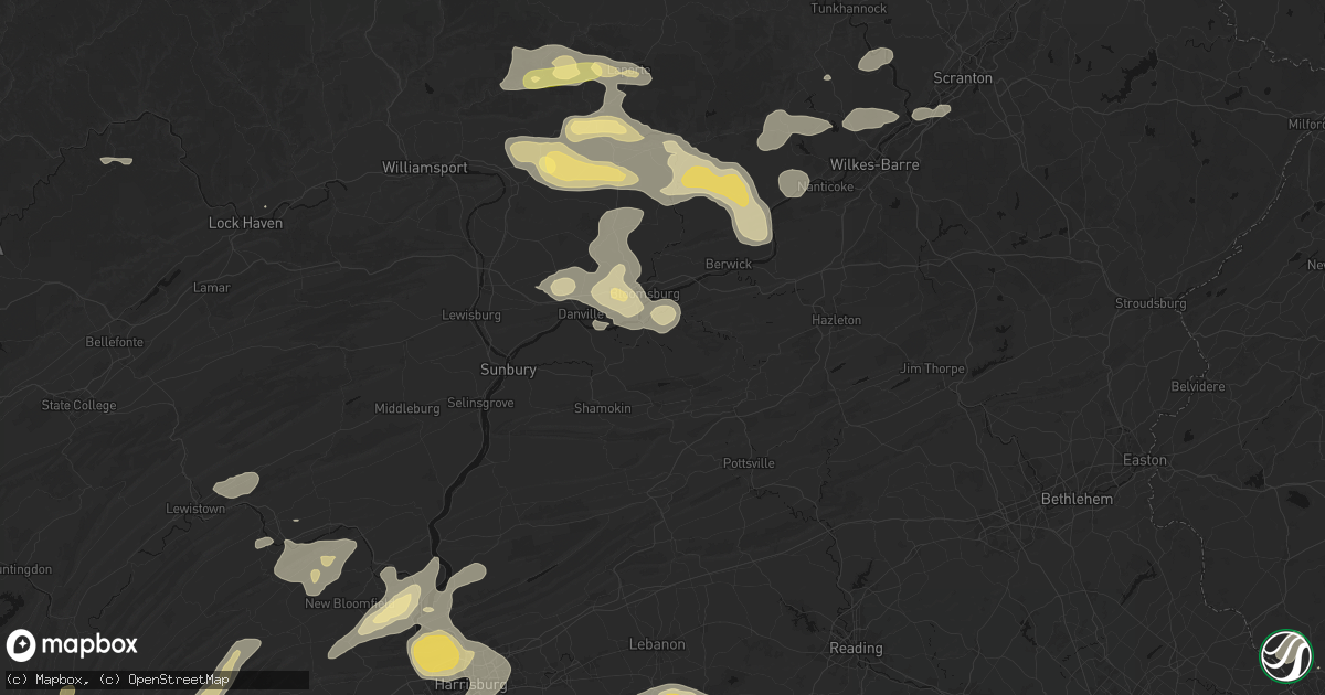 Hail map in Catawissa, PA on August 27, 2026