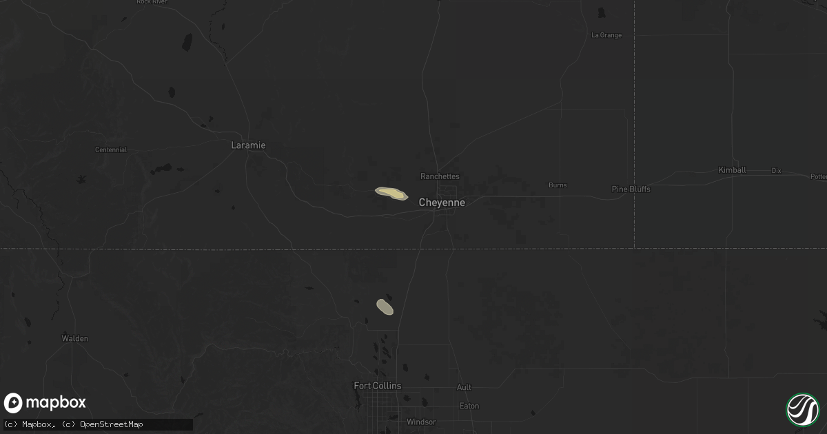 Hail map in Cheyenne, WY on August 27, 2026
